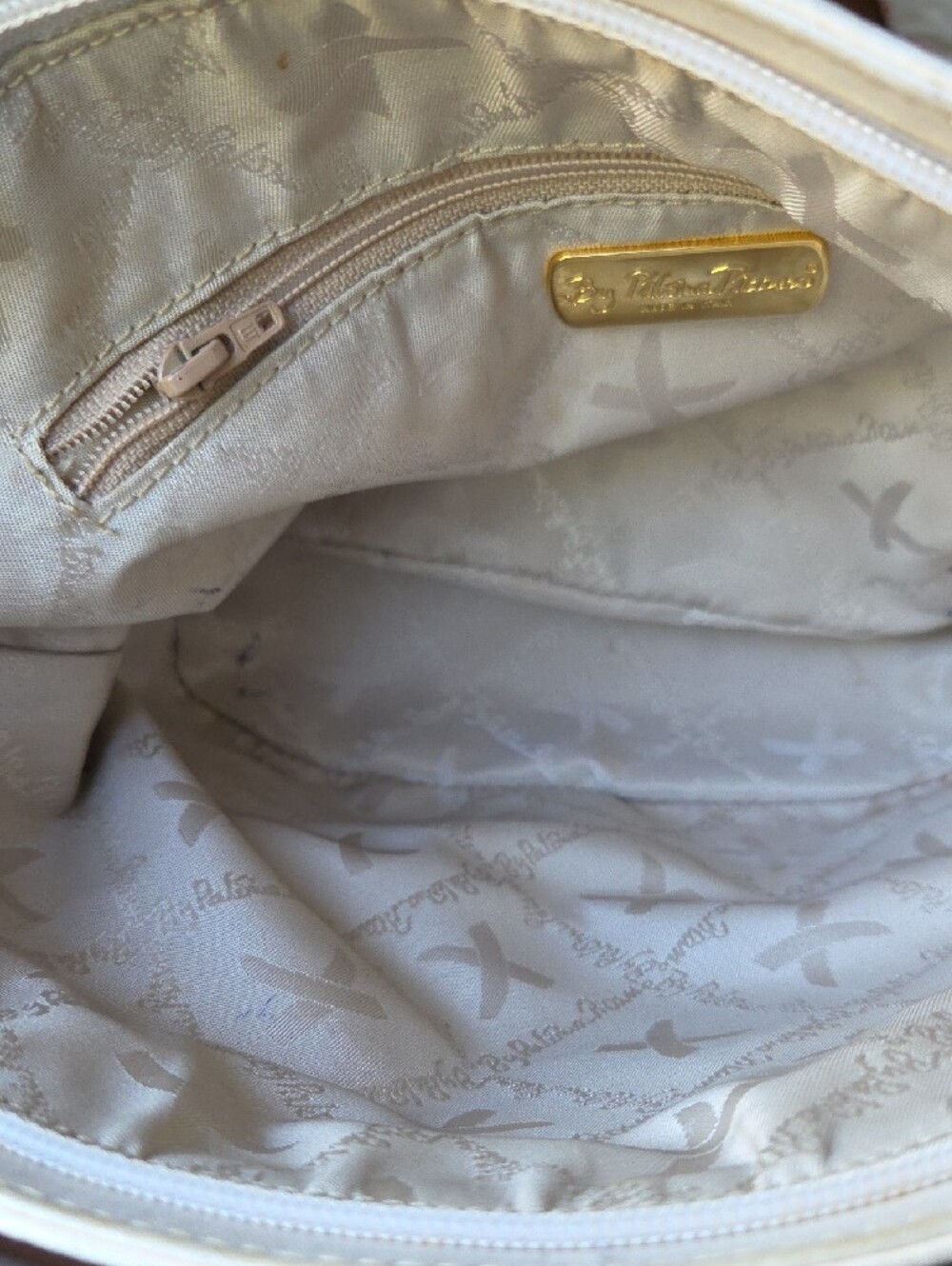 Paloma Picasso Cream Leather Crossbody Bag with Gold X Hardware - Picture 8 of 13